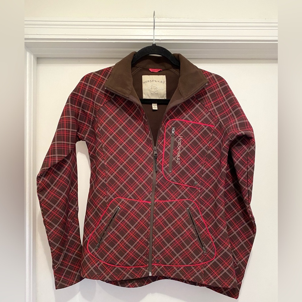 HORSEWEAR IRELAND SOFT SHELL Jacket PLAID ZIP FRONT women’s small equestrian